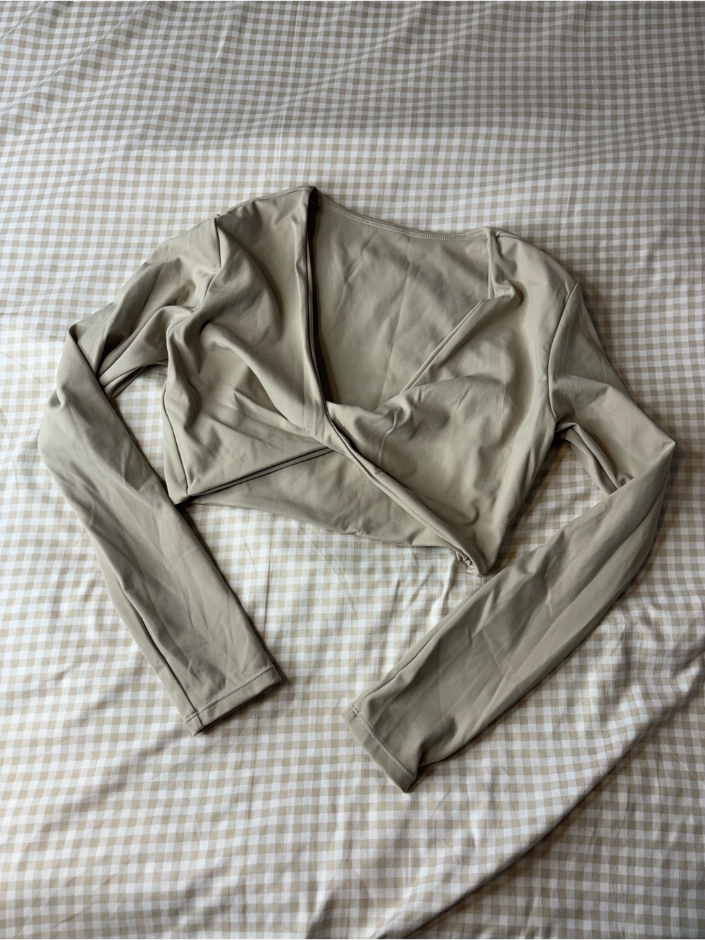 Nude Long Sleeve Twist Sports Crop Top